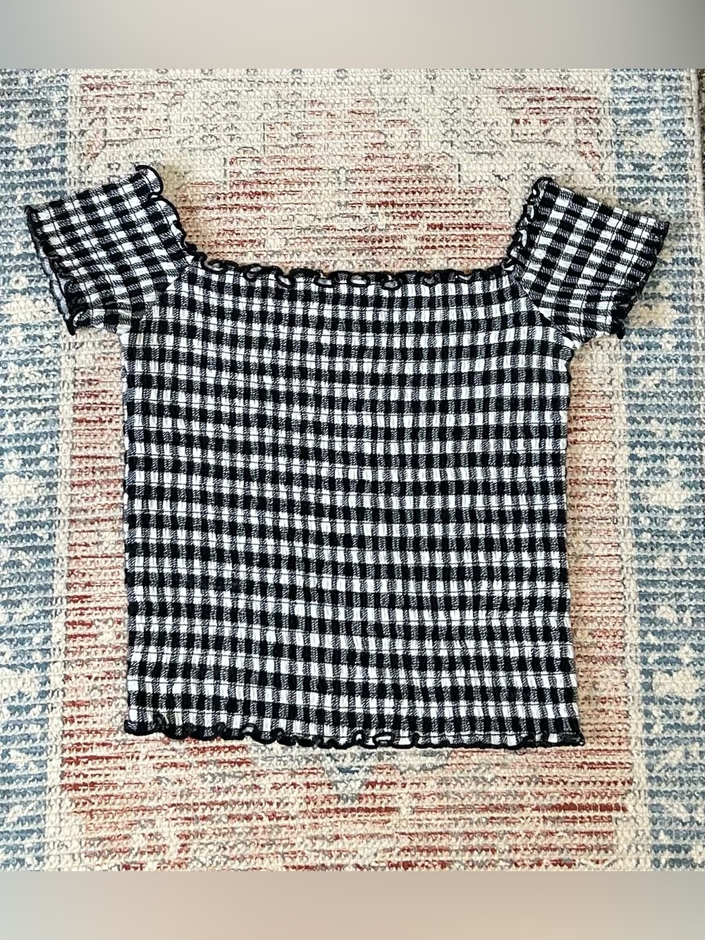 🧺HOLLISTER Cottagecore Checked Gingham Cotton Blend Crop Top - Small - Picture 2 of 4
